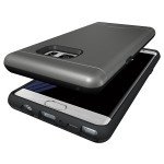 Wholesale Galaxy Note FE / Note Fan Edition / Note 7 Card Holder Hybrid Case (Space Gray)